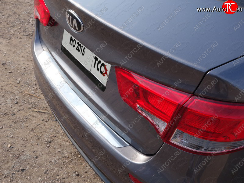 1 599 р. Накладка на задний бампер, ТСС Тюнинг KIA Rio 3 QB хэтчбек 5 дв. рестайлинг (2015-2017) (Лист шлифованный)  с доставкой в г. Керчь