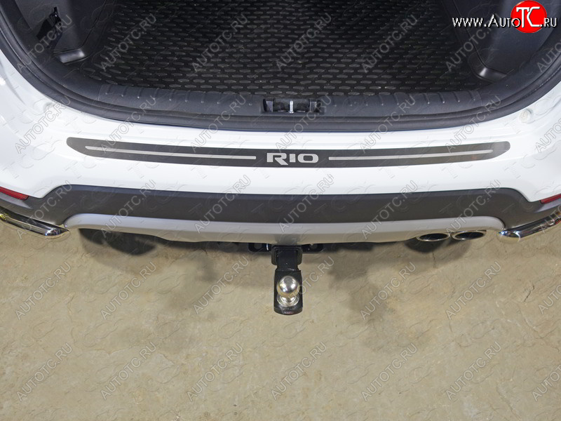 2 599 р. Накладка на задний бампер, ТСС Тюнинг  KIA Rio  X-line (2017-2021) (лист шлифованный надпись RIO)  с доставкой в г. Керчь