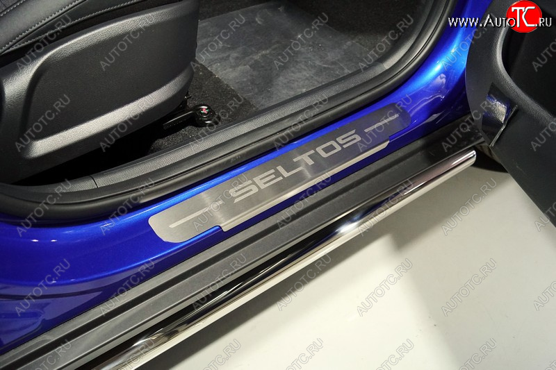 4 899 р. Накладки на пороги, ТСС Тюнинг  KIA Seltos (2019-2025) (лист шлифованный надпись seltos)  с доставкой в г. Керчь