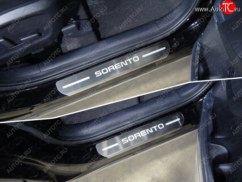 4 999 р. Накладки на пороги, ТСС Тюнинг  KIA Sorento  UM/Prime (2018-2020) рестайлинг (лист шлифованный надпись Sorento)  с доставкой в г. Керчь
