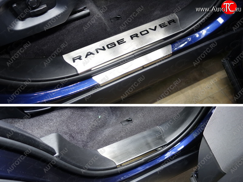 9 999 р. Накладки на пластиковые пороги, ТСС Тюнинг  Land Rover Range Rover Sport  2 L494 (2013-2017) дорестайлинг (лист шлифованный надпись Range Rover)  с доставкой в г. Керчь