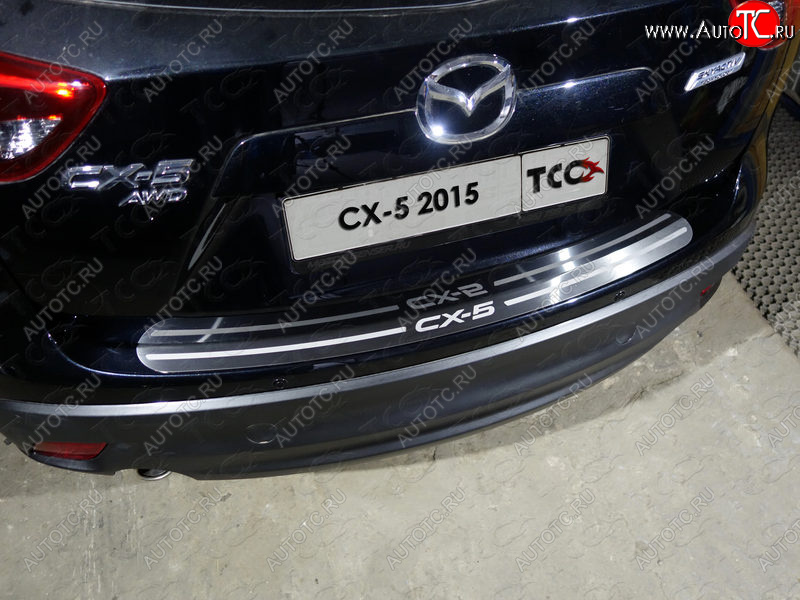 3 999 р. Накладка на задний бампер, ТСС Тюнинг  Mazda CX-5  KE (2015-2017) рестайлинг (лист шлифованный надпись CX-5)  с доставкой в г. Керчь