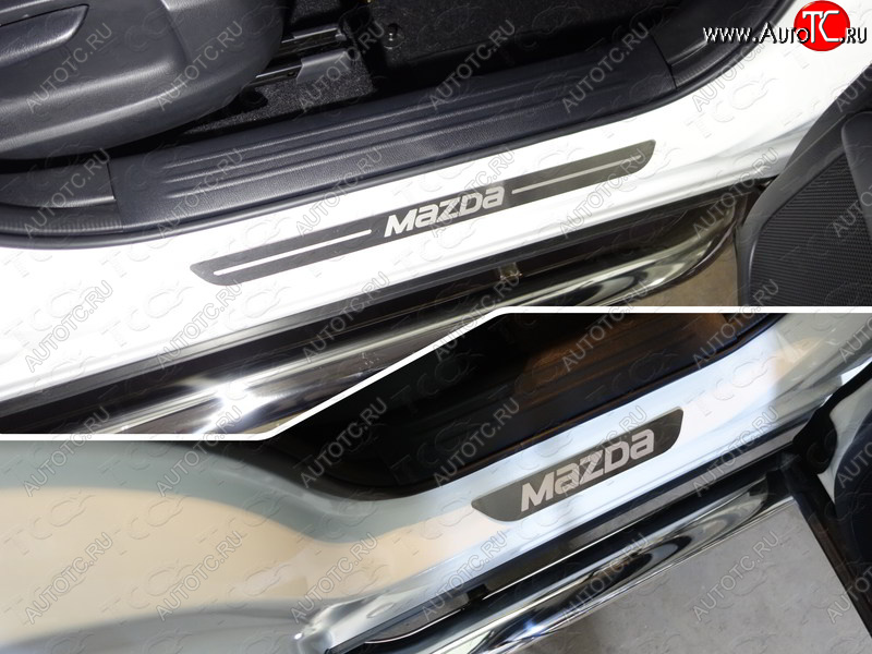 3 659 р. Накладки на пороги, ТСС Тюнинг  Mazda CX-5  KF (2016-2025) (лист шлифованный надпись MAZDA)  с доставкой в г. Керчь