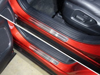 Накладки на пороги, ТСС Тюнинг Mazda CX-9  TC (2015-2025) дорестайлинг (лист шлифованный с полосой)