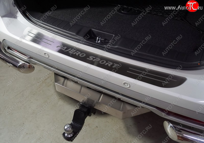 4 299 р. Накладка на задний бампер, ТСС Тюнинг  Mitsubishi Pajero Sport  QF (2019-2022) рестайлинг (лист шлифованный надпись Pajero Sport)  с доставкой в г. Керчь