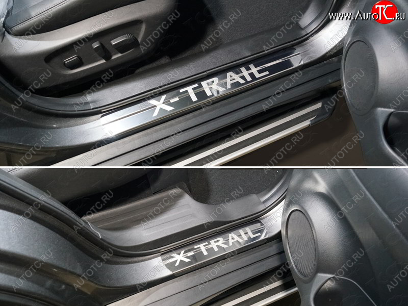 4 999 р. Накладки на пороги, ТСС Тюнинг  Nissan X-trail  3 T32 (2013-2018) дорестайлинг (лист шлифованный надпись X-Trail)  с доставкой в г. Керчь