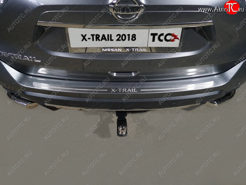 2 399 р. Накладка на задний бампер, ТСС Тюнинг  Nissan X-trail  3 T32 (2017-2022) рестайлинг (лист шлифованный надпись X-Trail)  с доставкой в г. Керчь