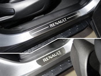 Накладки на пороги, ТСС Тюнинг Renault Koleos  2 (2016-2025) (лист шлифованный надпись Renault)