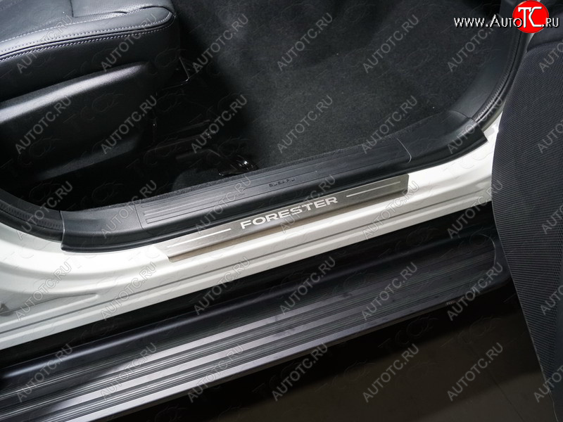 2 999 р. Накладки на пороги, ТСС Тюнинг  Subaru Forester  SK/S14 (2018-2021) дорестайлинг (лист шлифованный надпись Forester)  с доставкой в г. Керчь