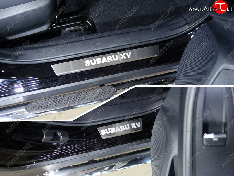 3 999 р. Накладки на пороги, ТСС Тюнинг  Subaru XV  GP/G33 (2012-2016) дорестайлинг (лист шлифованный надпись Subaru XV)  с доставкой в г. Керчь