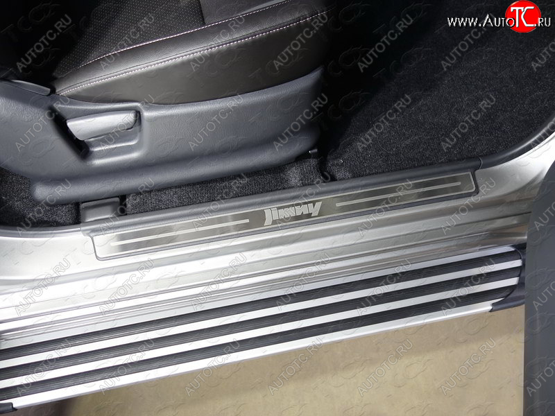 2 599 р. Накладки на пластиковые пороги, ТСС Тюнинг  Suzuki Jimny  JB23/JB43 (2012-2018) 2-ой рестайлинг (лист шлифованный надпись Jimny)  с доставкой в г. Керчь