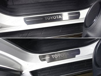 Накладки на пороги, ТСС Тюнинг Toyota Fortuner  AN160 (2015-2020) дорестайлинг (лист шлифованный надпись Toyota)