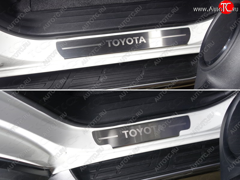 4 999 р. Накладки на пороги, ТСС Тюнинг  Toyota Fortuner  AN160 (2015-2020) дорестайлинг (лист шлифованный надпись Toyota)  с доставкой в г. Керчь