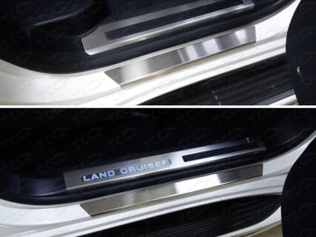 Накладки на пороги с гибом, ТСС Тюнинг Toyota Land Cruiser  200 (2015-2021) 2-ой рестайлинг (лист шлифованный)