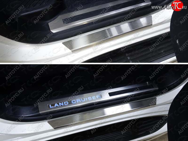 2 999 р. Накладки на пороги с гибом, ТСС Тюнинг  Toyota Land Cruiser  200 (2015-2021) 2-ой рестайлинг (лист шлифованный)  с доставкой в г. Керчь
