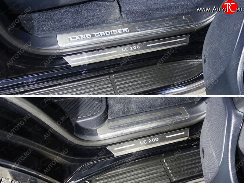4 999 р. Накладки на пороги с гибом, ТСС Тюнинг  Toyota Land Cruiser  200 (2015-2021) 2-ой рестайлинг (лист шлифованный надпись LC 20)  с доставкой в г. Керчь