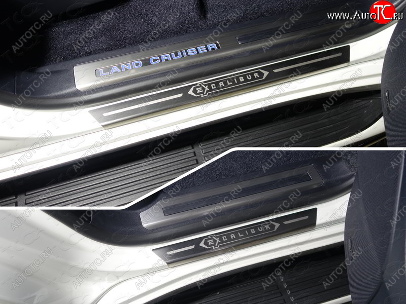 4 999 р. Накладки на пороги с гибом, ТСС Тюнинг  Toyota Land Cruiser  200 (2015-2021) 2-ой рестайлинг (лист шлифованный надпись Excalibu)  с доставкой в г. Керчь
