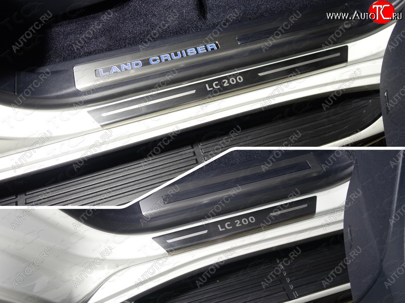 4 999 р. Накладки на пороги с гибом, ТСС Тюнинг  Toyota Land Cruiser  200 (2015-2021) 2-ой рестайлинг (лист шлифованный надпись LC 200)  с доставкой в г. Керчь