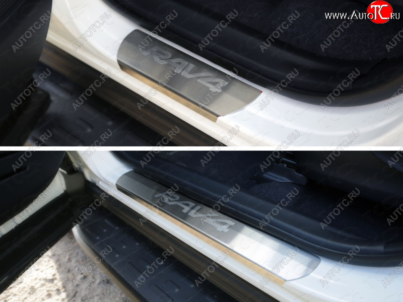 4 399 р. Накладки на пороги, ТСС Тюнинг  Toyota RAV4  XA40 (2015-2019) 5 дв. рестайлинг (лист шлифованный надпись RAV4)  с доставкой в г. Керчь