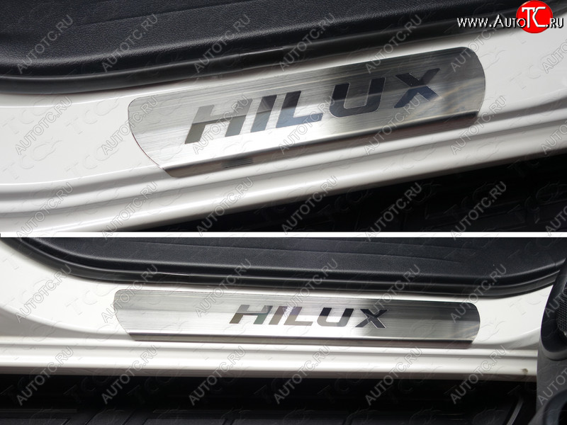 4 999 р. Накладки на пороги, ТСС Тюнинг  Toyota Hilux  AN20,AN30 - Hilux Revo (лист шлифованный надпись Hilux)  с доставкой в г. Керчь