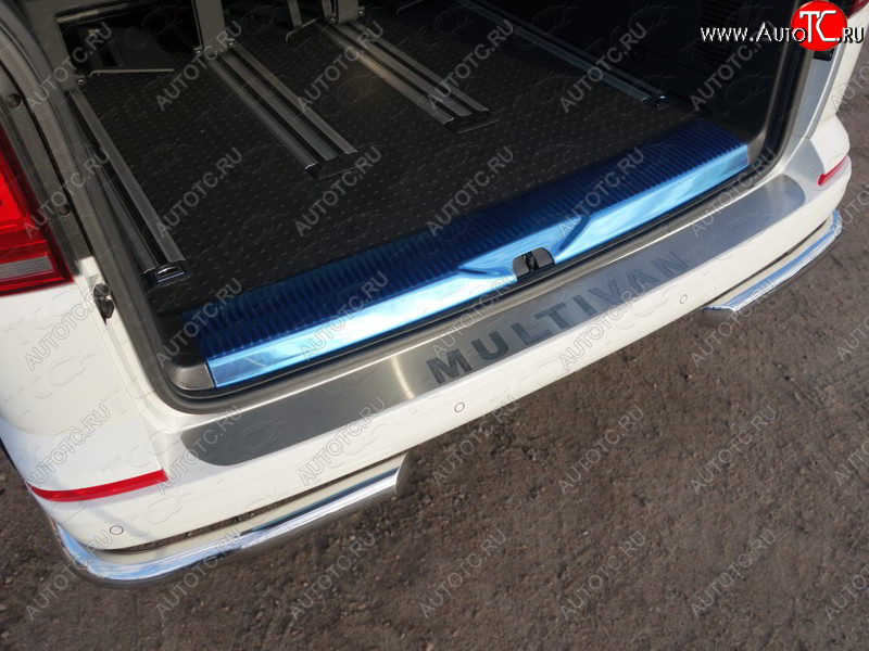 5 999 р. Накладка на задний бампер, ТСС Тюнинг  Volkswagen Multivan ( T5,  T6) (2009-2019) рестайлинг, дорестайлинг (лист шлифованный с надписью Multivan)  с доставкой в г. Керчь