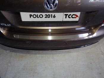 Накладка на задний бампер, ТСС Тюнинг Volkswagen Polo  5 (2015-2020) седан рестайлинг, хэтчбек рестайлинг (Лист шлифованный)