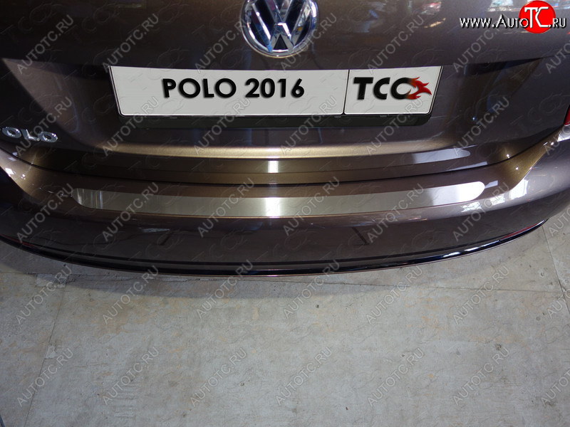 1 199 р. Накладка на задний бампер, ТСС Тюнинг Volkswagen Polo 5 седан рестайлинг (2015-2020) (Лист шлифованный)  с доставкой в г. Керчь