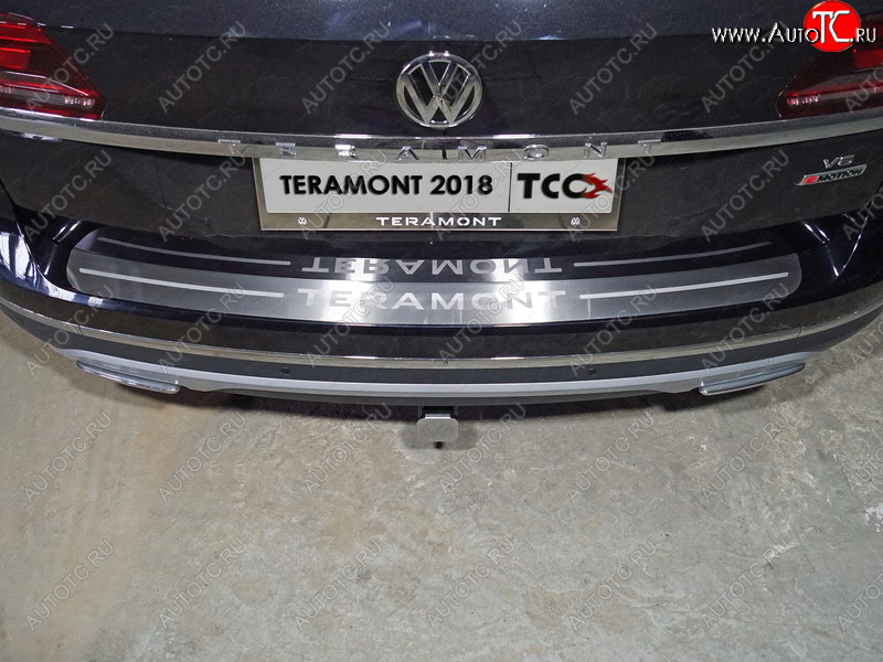 4 999 р. Накладка на задний бампер, ТСС Тюнинг  Volkswagen Teramont  CA1 (2016-2020) дорестайлинг ( лист шлифованный надпись Teramont)  с доставкой в г. Керчь