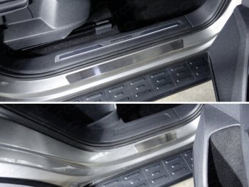 Накладки на пороги внешние, ТСС Тюнинг Volkswagen Tiguan  Mk2 (2016-2022) дорестайлинг, рестайлинг (лист шлифованный)