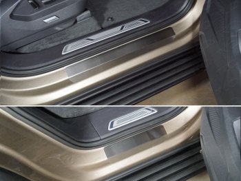 Накладки на пороги, ТСС Тюнинг Volkswagen Touareg  CR (2018-2025) (лист шлифованный)