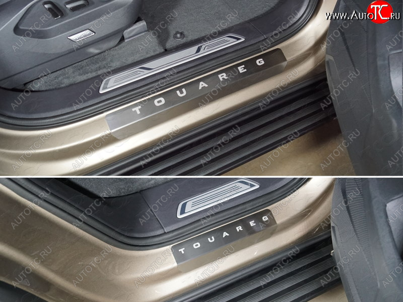 5 999 р. Накладки на пороги, ТСС Тюнинг  Volkswagen Touareg  CR (2018-2025) (лист шлифованный надпись Touareg)  с доставкой в г. Керчь