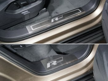 Накладки на пластиковые пороги, ТСС Тюнинг Volkswagen Touareg  CR (2018-2025) (лист шлифованный надпись R-Line)