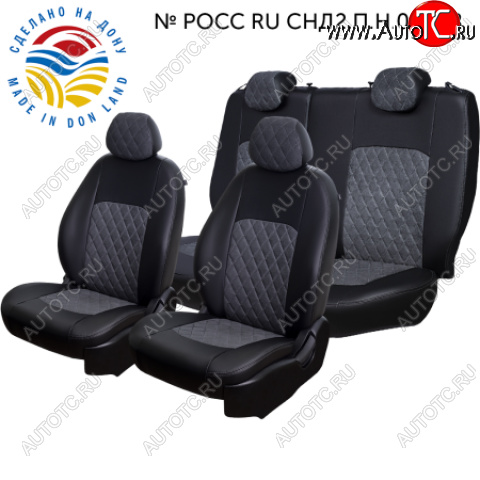 6 199 р. Комплект чехлов сидений Lord Auto(Илана+Алькантара РОМБ) Chevrolet Aveo T250 хэтчбек 5 дв рестайлинг (2006-2011) (Черный+серый)  с доставкой в г. Керчь