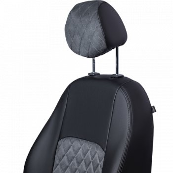 6 199 р. Комплект чехлов сидений Lord Auto(Илана+Алькантара РОМБ) Chevrolet Aveo T250 хэтчбек 5 дв рестайлинг (2006-2011) (Черный+серый)  с доставкой в г. Керчь. Увеличить фотографию 4