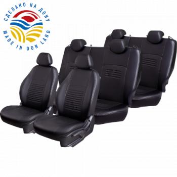 7 749 р. Комплект чехлов для сидений (7 мест Илана+Орегон) ТУРИН СТ Lord Autofashion Nissan Qashqai +2 1 J10 рестайлинг (2010-2014) (черный, вставка черная, строчка черная)  с доставкой в г. Керчь. Увеличить фотографию 2