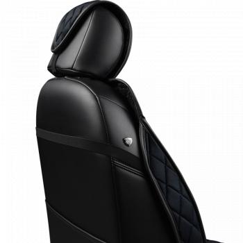 2 799 р. Накидка на сиденье (2 места Хами) ФЕНИКС ст РОМБ Lord Autofashion   (черный, строчка синяя)  с доставкой в г. Керчь. Увеличить фотографию 2