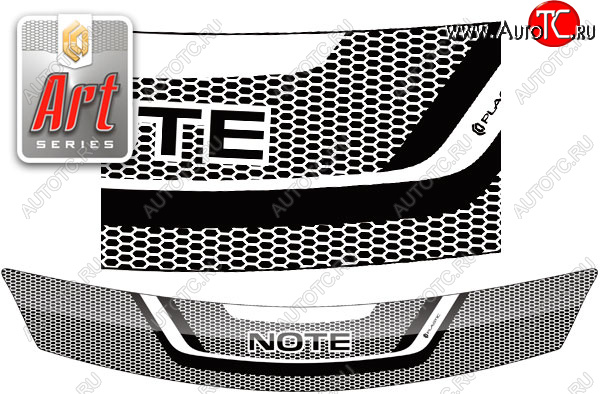 2 159 р. Дефлектор капота (правый руль) CA-Plastic  Nissan Note  1 (2008-2013) E11 рестайлинг (серия ART белая)  с доставкой в г. Керчь