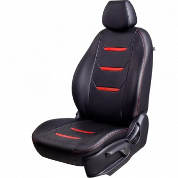 Комплект чехлов для сидений (РЗС 40/60, 3Г Илана+Орегон) ТУРИН-2 Lord Autofashion Chevrolet Aveo  T300 (2011-2015) седан, хэтчбек (черный, вставка красная/черная, строчка красная)