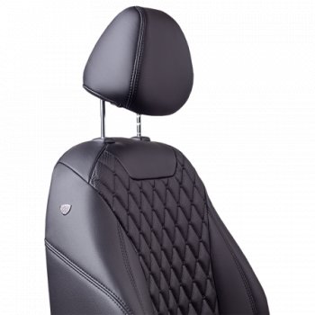 11 899 р. Комплект чехлов для сидений (РЗС 40/60, 2Г экокожа) БАЙРОН Lord Autofashion  Chevrolet Cobalt (2011-2016) седан дорестайлинг (черный, вставка черная, строчка черная)  с доставкой в г. Керчь. Увеличить фотографию 5