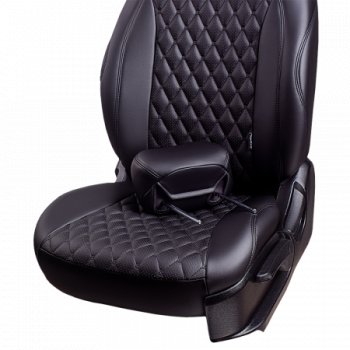 11 899 р. Комплект чехлов для сидений (РЗС 40/60, 2Г экокожа) БАЙРОН Lord Autofashion  Chevrolet Cobalt (2011-2016) седан дорестайлинг (черный, вставка черная, строчка черная)  с доставкой в г. Керчь. Увеличить фотографию 6