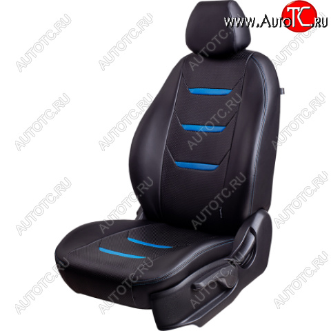 7 999 р. Комплект чехлов для сидений (РЗС 60/40 2П+1Г экокожа) ТУРИН -2 Lord Autofashion  Chevrolet Cruze  J300 (2009-2015) седан дорестайлинг, седан рестайлинг (черный, вставка черный+синий, строчка синяя)  с доставкой в г. Керчь