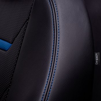 7 999 р. Комплект чехлов для сидений (РЗС 60/40 2П+1Г экокожа) ТУРИН -2 Lord Autofashion  Chevrolet Cruze  J300 (2009-2015) седан дорестайлинг, седан рестайлинг (черный, вставка черный+синий, строчка синяя)  с доставкой в г. Керчь. Увеличить фотографию 8