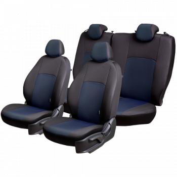 4 649 р. Комплект чехлов для сидений (ЦЗС Жаккард) Дублин Lord Autofashion  Daewoo Nexia  дорестайлинг (1995-2008) (черный, вставка Ёж синяя)  с доставкой в г. Керчь. Увеличить фотографию 3