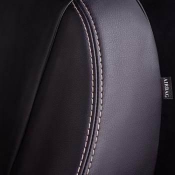 5 799 р. Комплект чехлов для сидений (ЦЗС Илана+Орегон) ТУРИН СТ Lord Autofashion  Daewoo Nexia  дорестайлинг (1995-2008) (черный, вставка бежевая, строчка бежевая)  с доставкой в г. Керчь. Увеличить фотографию 8
