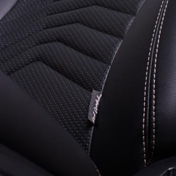 16 799 р. Комплект чехлов для сидений (к. Trend Spor Орегон) БАЙРОН ст ПРЕЗИДЕНТ Lord Autofashion  Ford Focus  3 (2010-2019) универсал дорестайлинг, хэтчбэк дорестайлинг, седан дорестайлинг, седан рестайлинг, универсал рестайлинг, хэтчбэк рестайлинг (черный, вставка черная, строчка бежевая)  с доставкой в г. Керчь. Увеличить фотографию 8
