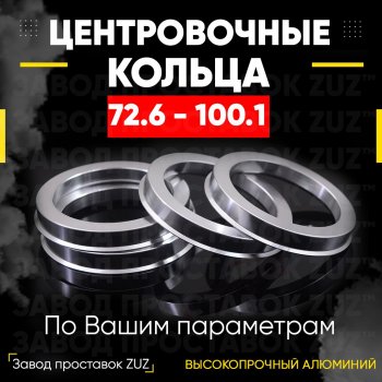 Центровочные кольца для дисков 72.6 - 100.1 (алюминиевые) 4шт. переходные центрирующие проставочные супинаторы на ступицу ЗАВОД ПРОСТАВОК ZUZ 72.6 - 100.1