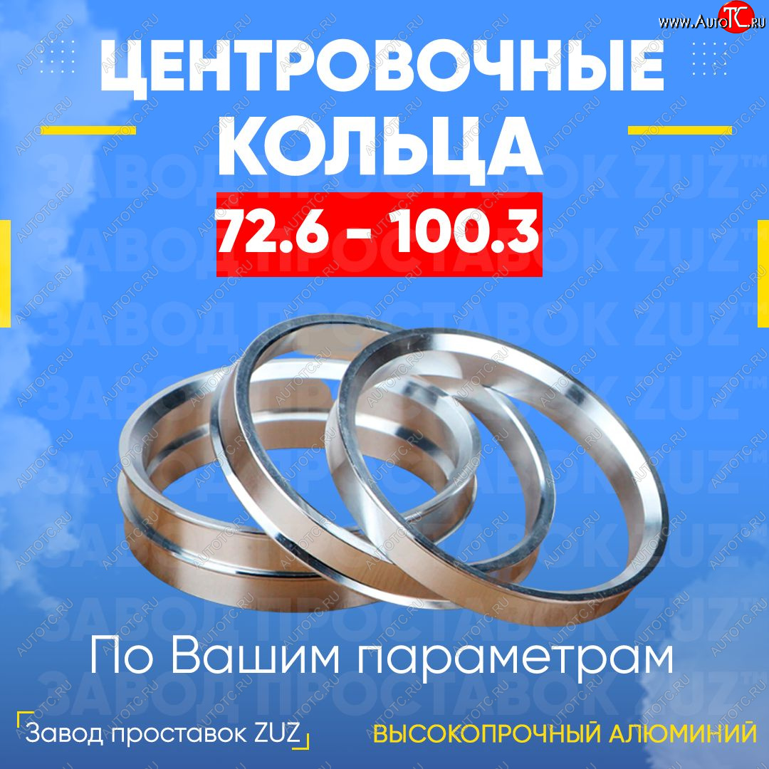 1 849 р. Центровочные кольца для дисков 72.6 - 100.3 (алюминиевые) 4шт. переходные центрирующие проставочные супинаторы на ступицу ЗАВОД ПРОСТАВОК ZUZ 72.6 - 100.3  с доставкой в г. Керчь