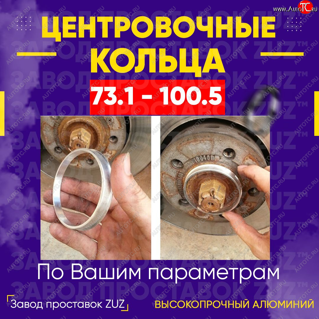1 849 р. Центровочные кольца для дисков 73.1 - 100.5 (алюминиевые) 4шт. переходные центрирующие проставочные супинаторы на ступицу ЗАВОД ПРОСТАВОК ZUZ 73.1 - 100.5  с доставкой в г. Керчь