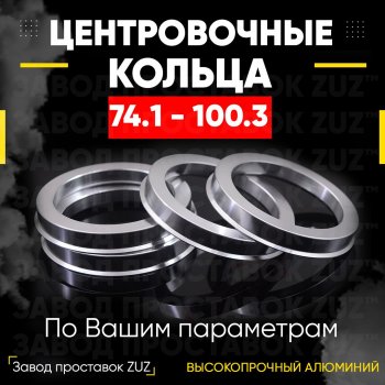 Центровочные кольца для дисков 74.1 - 100.3 (алюминиевые) 4шт. переходные центрирующие проставочные супинаторы на ступицу ЗАВОД ПРОСТАВОК ZUZ 74.1 - 100.3