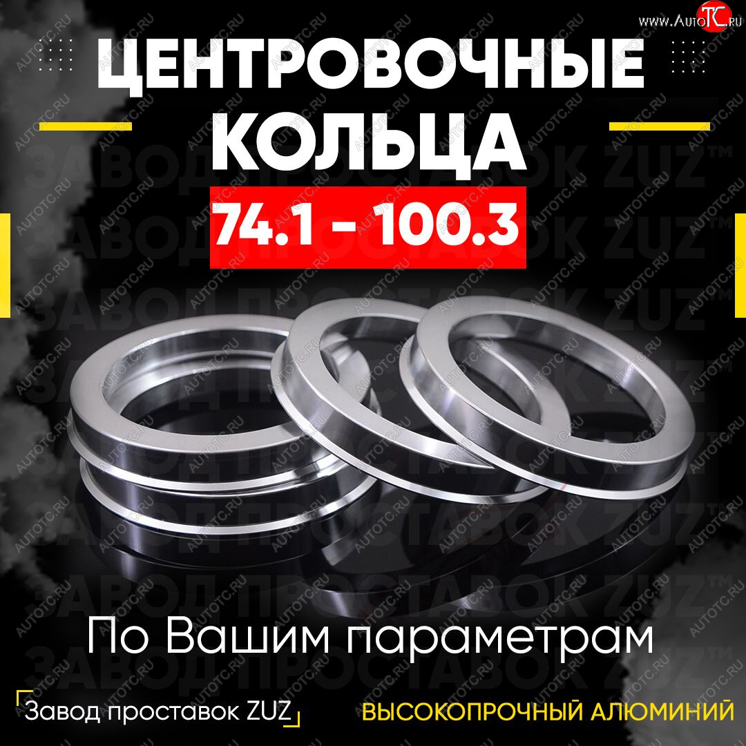 1 849 р. Центровочные кольца для дисков 74.1 - 100.3 (алюминиевые) 4шт. переходные центрирующие проставочные супинаторы на ступицу ЗАВОД ПРОСТАВОК ZUZ 74.1 - 100.3  с доставкой в г. Керчь
